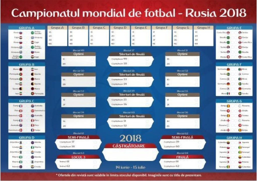 Program Campionatul Mondial de Fotbal Rusia 2018