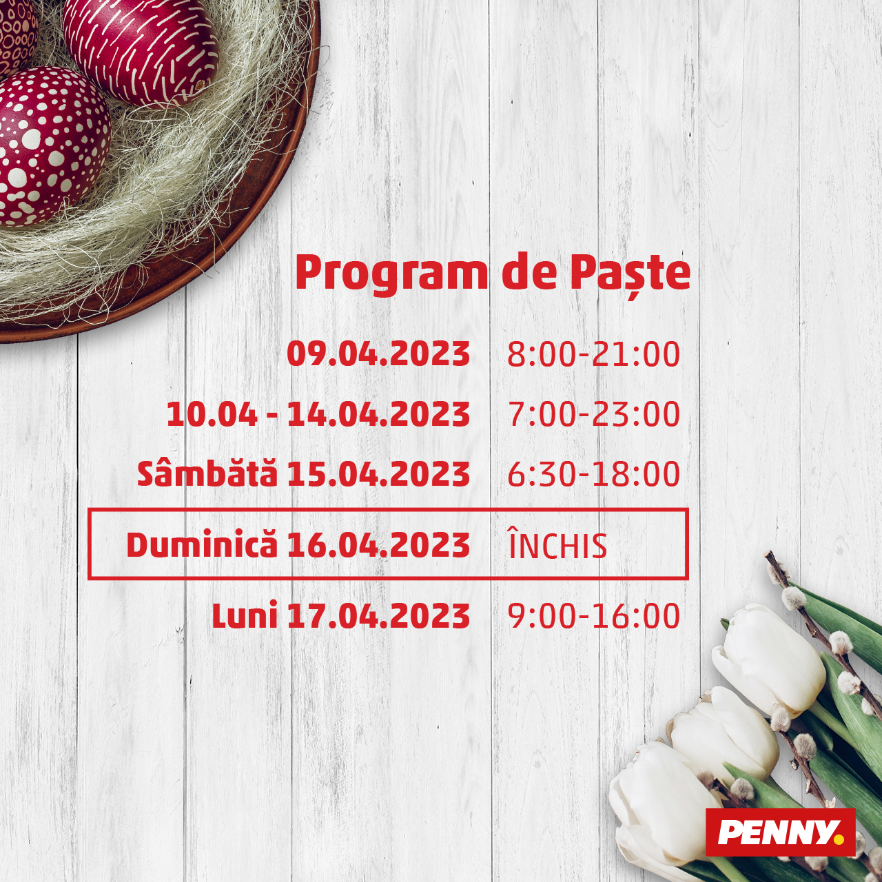 Penny Program de Paste 2023 Orar magazine de Sarbatori